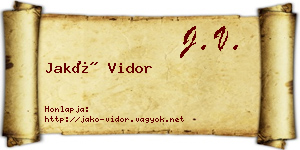 Jakó Vidor névjegykártya